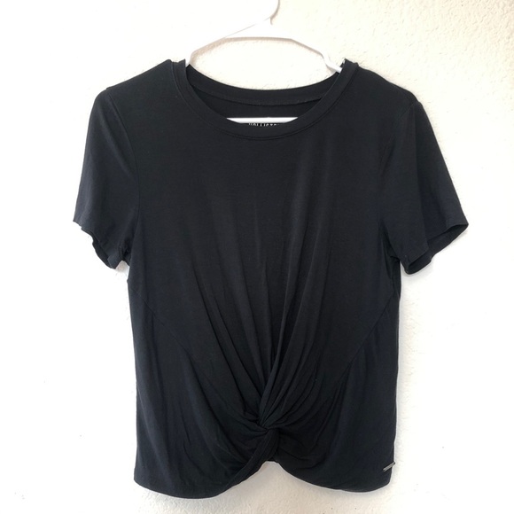 Hollister Black Mid-Cropped Twist Easy T-Shirt - Picture 1 of 3